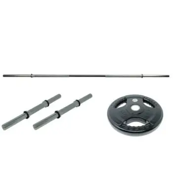 Barbells and Dumbbells Set with 50 Kg Discs | Knurled...
