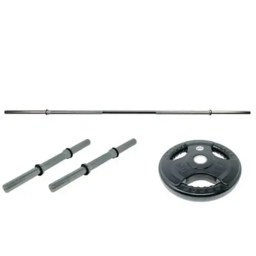 Barbells and Dumbbells Set with 50 Kg Discs | Knurled Steel | Rubber Weights