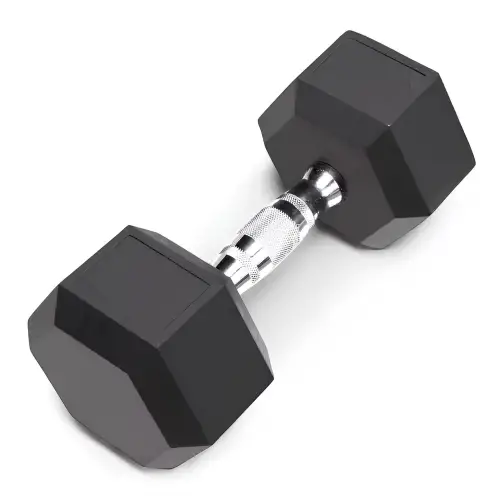 10 Kg Hexagonal Rubber Dumbbell - Professional - Side View