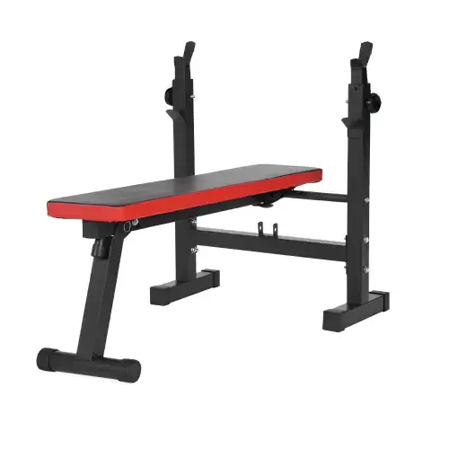 Flat Bench with Barbell Rack - Folding | Home Gym - Front View