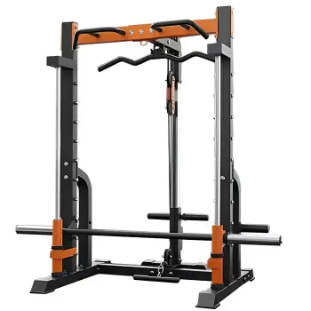 Smith Machine with Lat Machine and Low Pulley - Space-Saving - Adjustable - Full View Structure