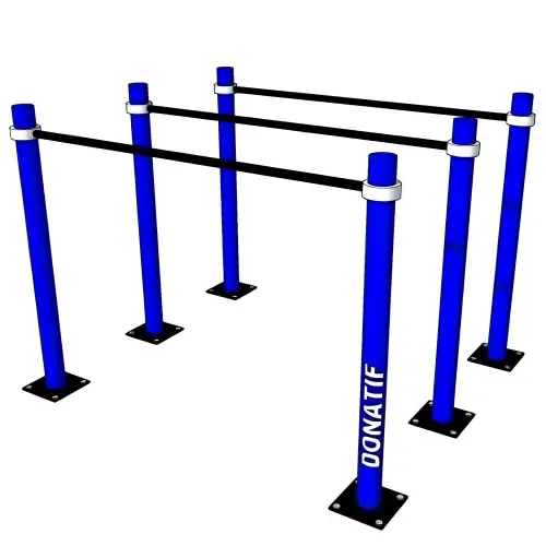 Barres parallèles triples Calisthenics - D100 | Ajustable | Ancrage au sol - Outil de visualisation complet