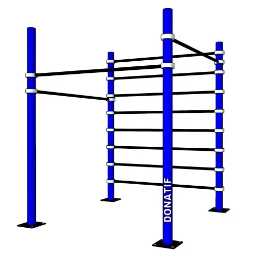 Calisthenics Käfiggestell mit Sprossenwand - D100 | Sprossenwand | Turnhalle - Vollansicht Ausrüstung