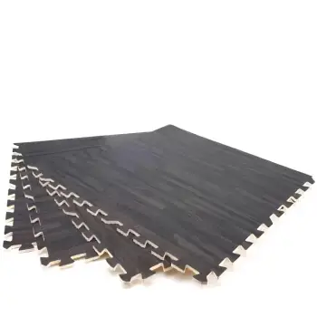 Gymnasium Rubberized Mats | Interlocking - Puzzle | Fitness | Parquet Black - Full view Product