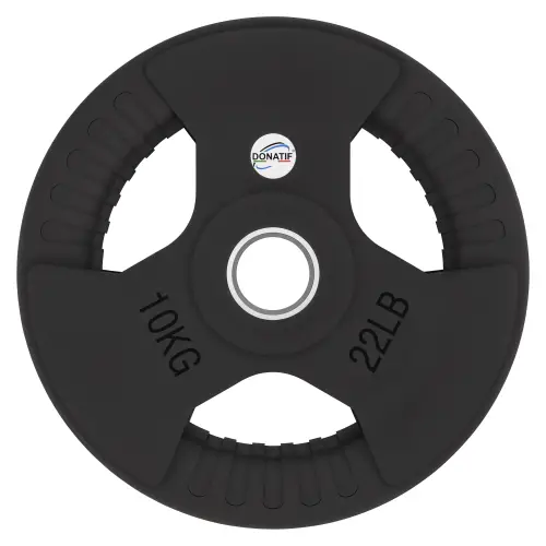 Disque caoutchouté de 10 kg - Trou de 50 mm | Poignée Tri-Grip