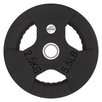 Disco Gommato da 2,5 Kg - Foro 28 mm | Impugnatura Tri-Grip - Vista Frontale