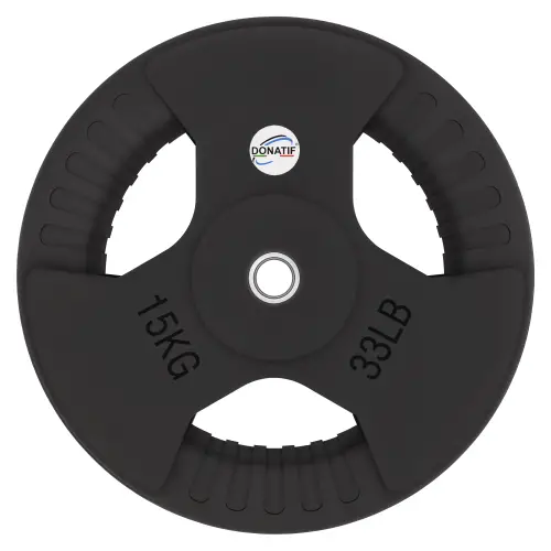 Disco Gommato da 15 Kg - Foro 28 mm | Impugnatura Tri-Grip