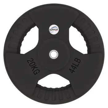 20 kg rubberized discus - 28 mm hole | Tri-Grip handle