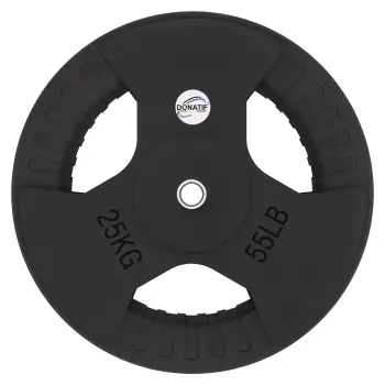 Disco Gommato da 25 Kg - Foro 28 mm | Impugnatura Tri-Grip - Vista Frontale