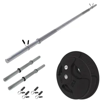 Barbell and Dumbbell Set with 100 Kg Discs | Adjustable...